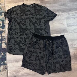 Adidas Aeroready Primegreen Gray Camouflage Top & Shorts set